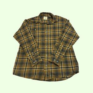 RedHead Plaid Flannel Shirt, Mustard/Brown/Grey, Size XL, 100% Cotton
